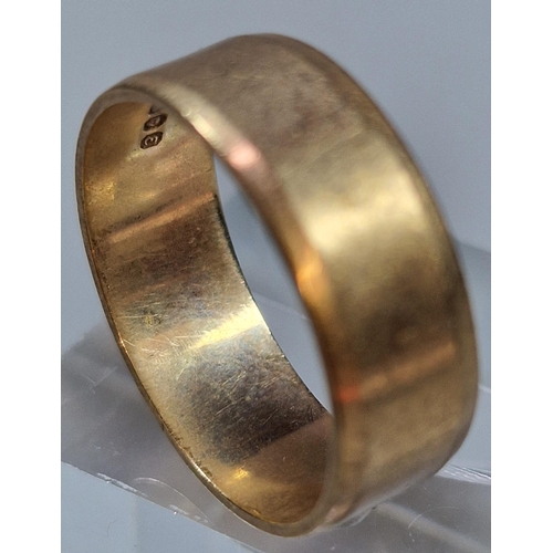 221 - 9ct gold wedding band 4.3g approx. Ring size P (B.P. 21% + VAT)