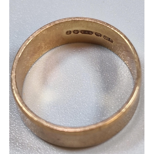 221 - 9ct gold wedding band 4.3g approx. Ring size P (B.P. 21% + VAT)