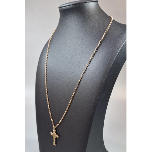 233 - 9ct gold curb link chain with crucifix pendant, appearing unmarked, total weight 6.4g approx. (B.P. ... 