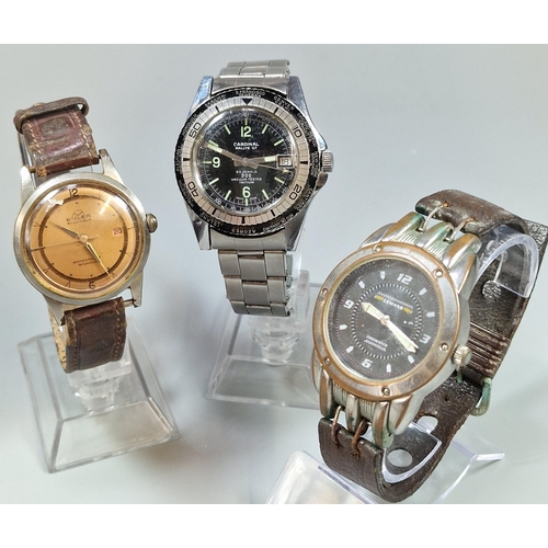 239 - A group of gentleman's wristwatches to include: Buller Nivarox 21 jewel steel wristwatch on leather ... 