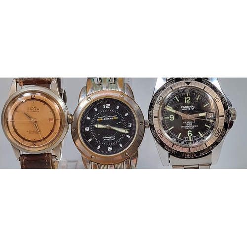 239 - A group of gentleman's wristwatches to include: Buller Nivarox 21 jewel steel wristwatch on leather ... 