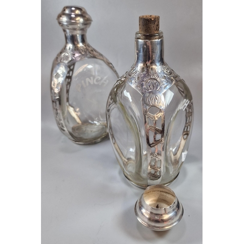 267 - Pair of sterling 925 silver overlay 'Haig Pinch' whisky dimple decanters with stoppers (2) (B.P. 21%... 