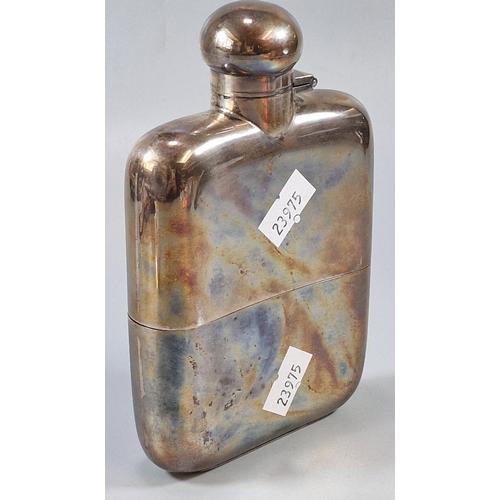 271 - George V silver hip flask, by Martin Hall & Co Ltd, Sheffield 1927. Total weight 8.9 troy oz. approx... 