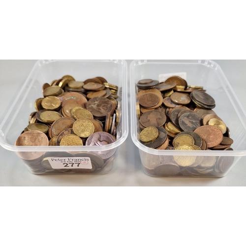 277 - Two plastic tubs of GB and world coins (2) (B.P. 21% + VAT)