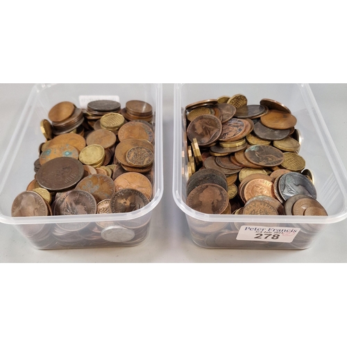 278 - Two plastic tubs of GB and world coins (2) (B.P. 21% + VAT)