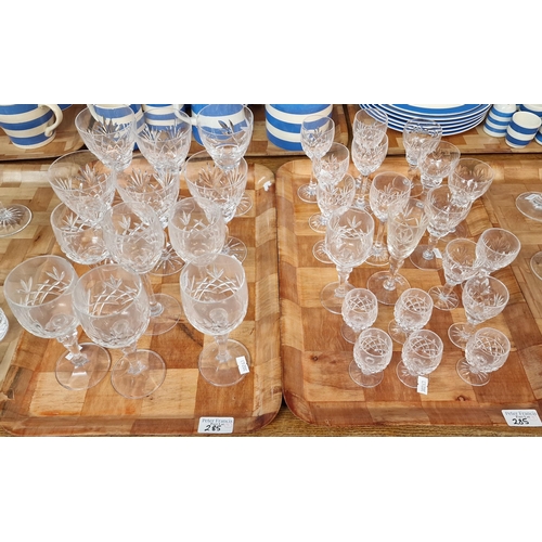 285 - Five trays of drinking glasses: hock, wine, liqueur and whisky tumblers. (5) (B.P. 21% + VAT)