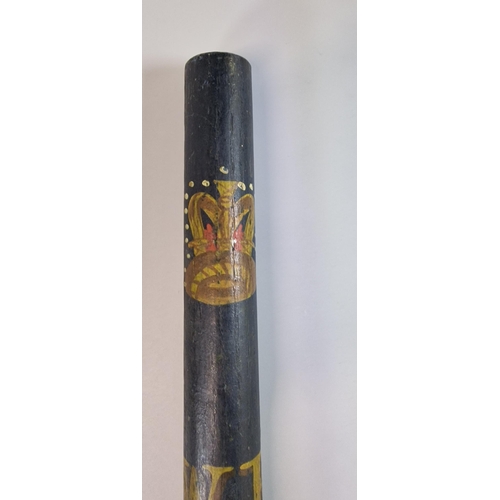 30 - Victorian truncheon/tip staff , hand painted with crown and WR42, possibly West Riding of Yorkshire.... 