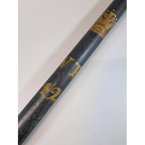 30 - Victorian truncheon/tip staff , hand painted with crown and WR42, possibly West Riding of Yorkshire.... 