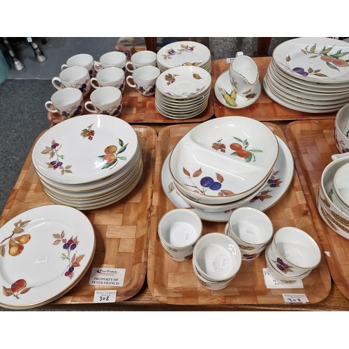 308 - Nine trays of Royal Worcester oven to table ware 'Evesham' design items to include: tureen and cover... 