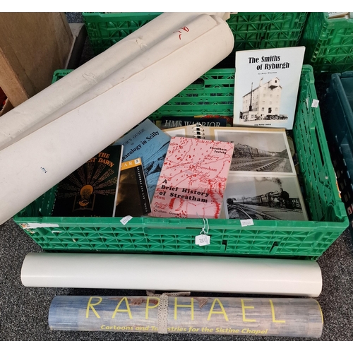 313 - Crate of ephemera to include: unframed posters and maps, photos of the InterCity 125 and other train... 