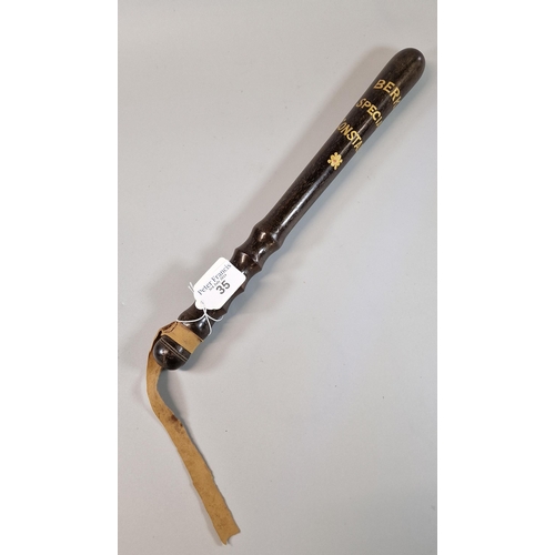 35 - Berkshire Police Special Constable's hardwood truncheon. (B.P. 21% + VAT)