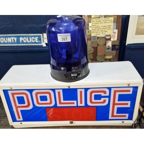 357 - 1970's/80's police car roof box with blue light as issued by Hampshire Police on their Panda cars. (... 