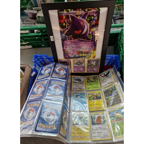 379 - Pokemon trading cards to include complete folder full of over 200 cards plus a large Gengar ex frame... 