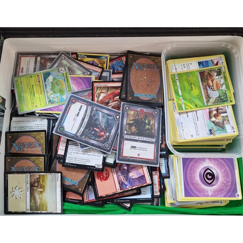 382 - Collection of trading cards to include: Warhammer - Charging Black Knight, Magic Gathering, a tub of... 