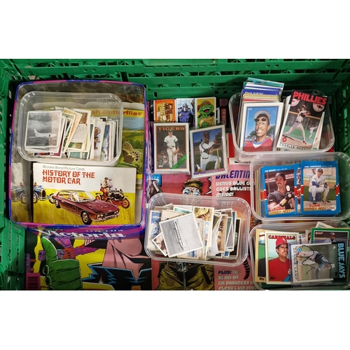 390 - Collection of trading cards - baseball, large collection of cigarette cards, tea cards and comics et... 