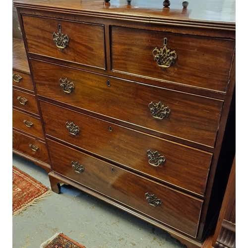 414 - Georgian style straight fronted chest of two short and three long graduated cock beaded drawers with... 