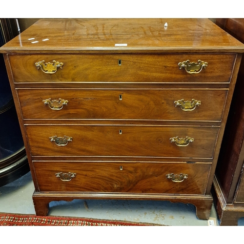 416 - 19th century mahogany straight front chest of four long drawers on bracket feet, impressed mark to d... 