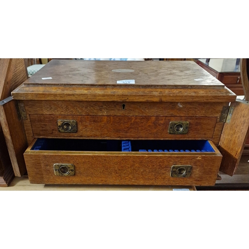 419 - Early 20th century oak cutlery box with brass recessed handles (B.P. 21% + VAT)