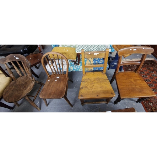 445 - Collection of chairs to include: two similar 19th century oak bar back farmhouse chairs, hoop and sp... 