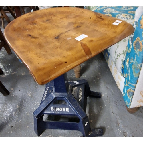 449 - Early 20th century cast iron industrial 'Singer' factory stool, with swivel seat (B.P. 21% + VAT)