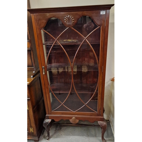 457 - Early 20th century mahogany glazed single door display cabinet on cabriole legs and pad feet (B.P. 2... 