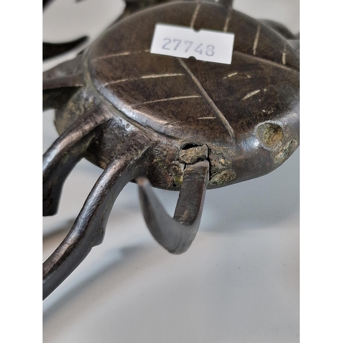 47 - Probably Meiji period Japanese patinated bronze study of a crab. 22cm wide approx. (B.P. 21% + VAT)