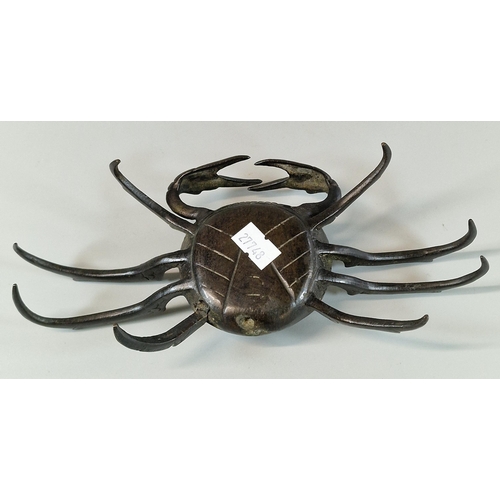 47 - Probably Meiji period Japanese patinated bronze study of a crab. 22cm wide approx. (B.P. 21% + VAT)