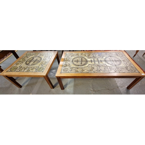 470 - Mid-century Danish tile top coffee tables of rectangular and square form, by Ox Art for Trioh, 137x7... 