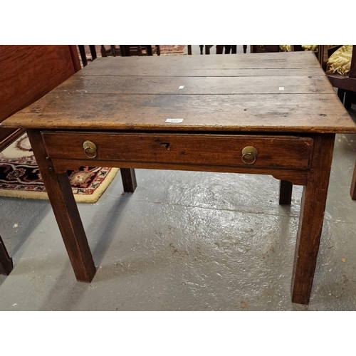 471 - 18th/19th century oak single drawer side table on square legs, 81x59x61cm approx. (B.P. 21% + VAT)