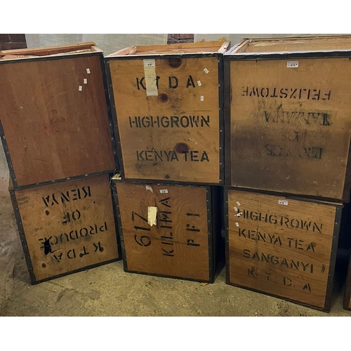 478 - Six similar vintage tea chests or boxes marked 'Highgrown Kenya Tea' (6) (B.P. 21% + VAT)