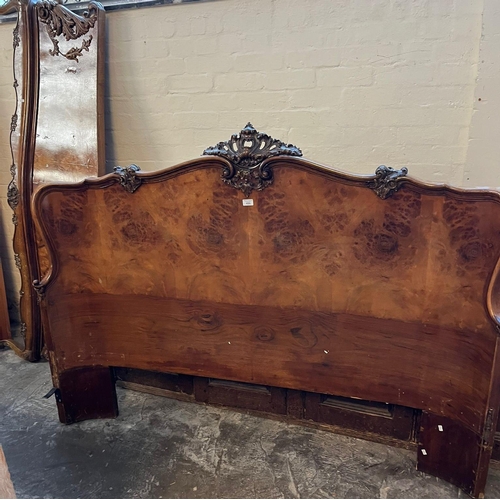 486 - Early 20th century walnut Rococo style double bed with slats (B.P. 21% + VAT)