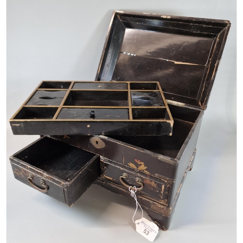 53 - 19th/early 20th century Japanese export lacquered and gilded jewellery casket with fitted interior a... 