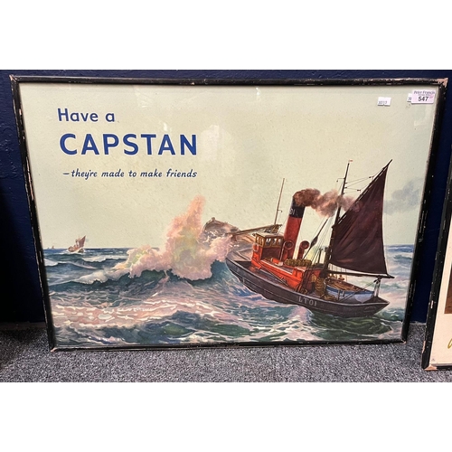 547 - Original advertising poster 'Have a Capstan - they're made to make friends', framed 39x69cm approx. ... 