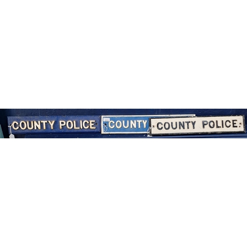 552 - Three cast metal 'County Police' signs, as used by rural Police forces on village Police houses and ... 