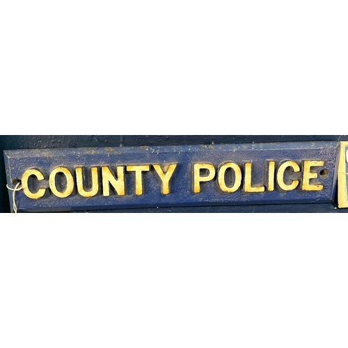 552 - Three cast metal 'County Police' signs, as used by rural Police forces on village Police houses and ... 