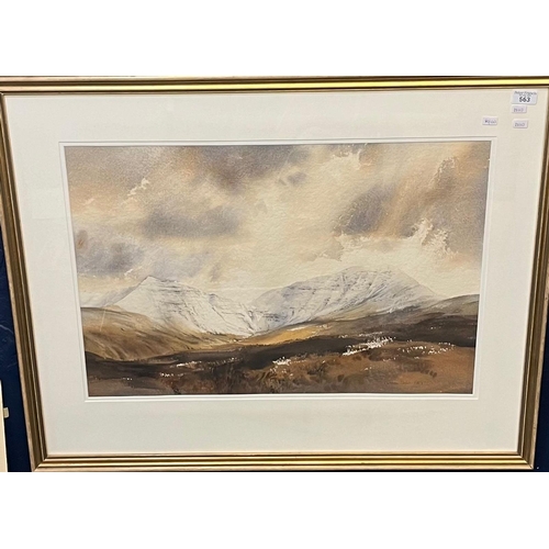 563 - Jonathan Taylor (20th century), Welsh landscape, probably Pen Y Fan, signed and dated 1989. Watercol... 