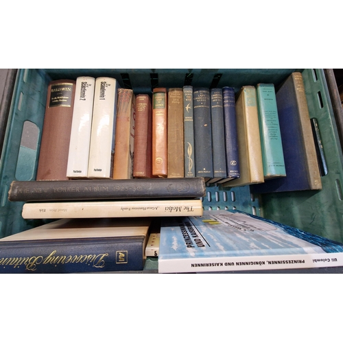 572 - Three crates of mixed books to include: Boswell's On the Grand Tour and London Journal, Lewis and Ma... 