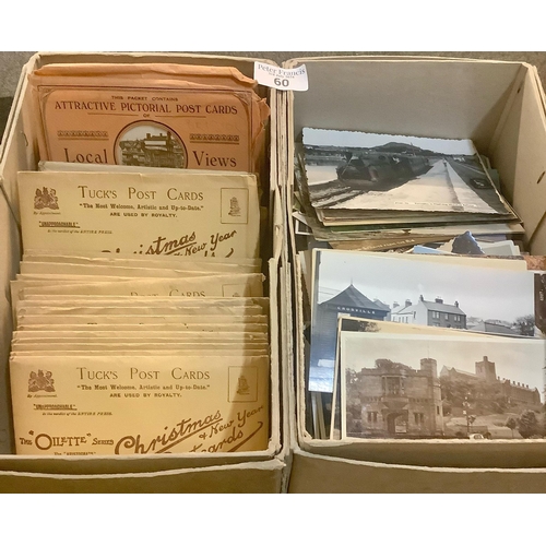 60 - Postcards, box with selection of mostly North Wales and further box Tuck postcards mainly sets with ... 