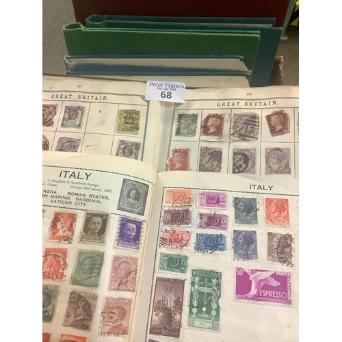 68 - All World stamp collection in eleven old albums, many 100's of stamps with a good range of countries... 