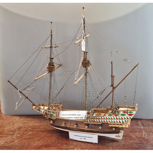 81 - Two scratch built model ships to include: Elizabethan Race Built Galleon circa 1588 and model of a P... 