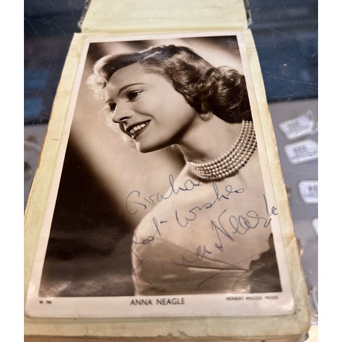 166 - Autograph album of various Actors to include: Wilfred Pickles, Merle Oberon, Cesar Romero, Richard A... 