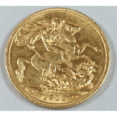 109 - George V gold full Sovereign dated 1912.  (B.P. 21% + VAT)