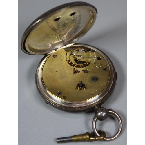 115 - Silver sweep second hand chronograph key wind pocket watch with calibrated and Roman face, marked 'I... 