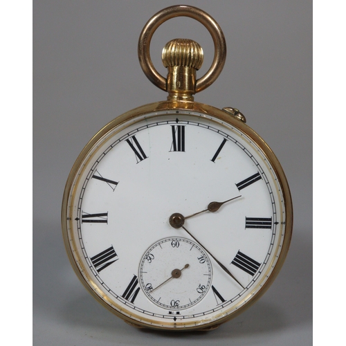 118 - 18ct gold International Watch Company open faced keyless gentleman's pocket watch, having white enam... 