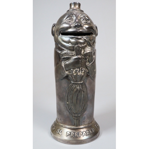 13 - George V silver novelty moneybox, in the form of a gentleman with top hat and umbrella with motto 'A... 