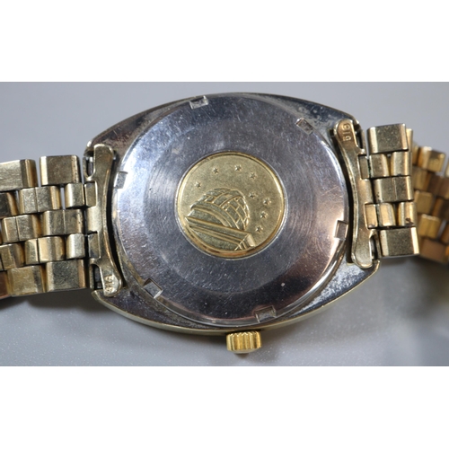 133A - Omega Constellation gold plated automatic chronometer, having Baton numerals, centre sweep seconds h... 