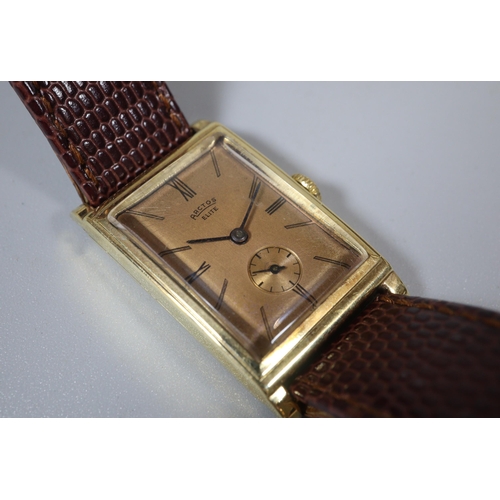 136 - Arctos Elite Art Deco design rectangular gentleman's wristwatch, having gold satin face with Baton a... 