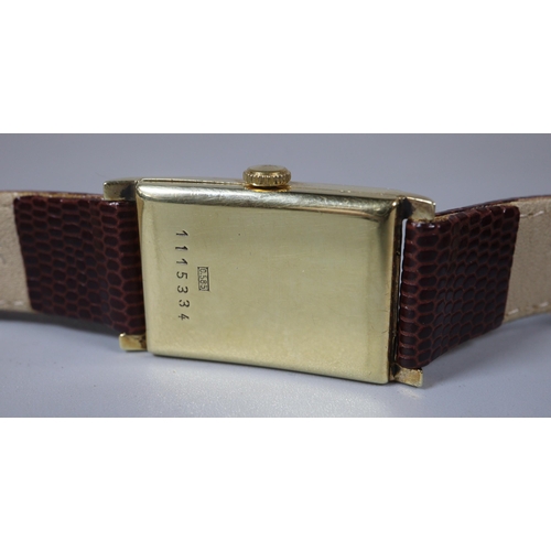 136 - Arctos Elite Art Deco design rectangular gentleman's wristwatch, having gold satin face with Baton a... 