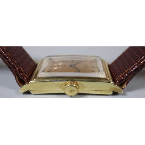 136 - Arctos Elite Art Deco design rectangular gentleman's wristwatch, having gold satin face with Baton a... 