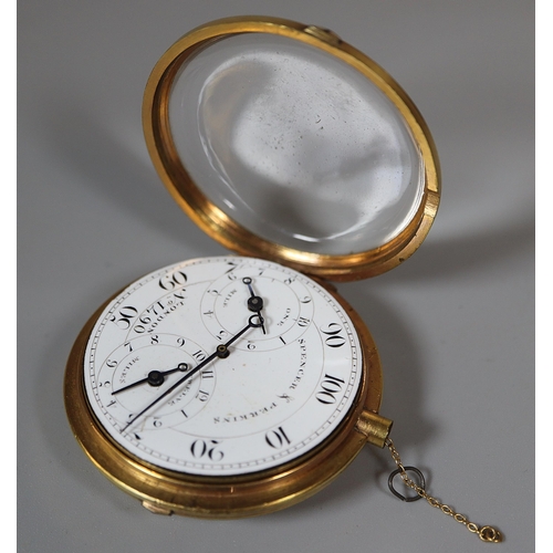 139 - George III gilt metal pedometer by Spencer and Perkins of London No 1490, in original distressed lea... 